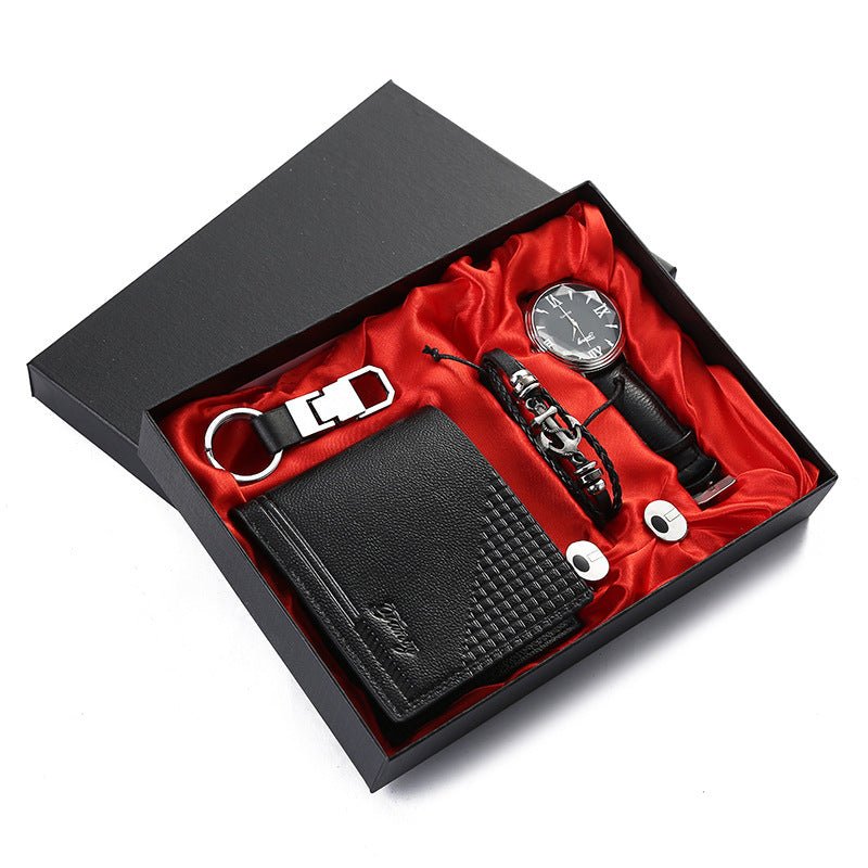 Exquisite Men's Gift Set Wallet Bracelet Watch Five - piece Gift Set Birthday Surprise Gift - AmiraMart