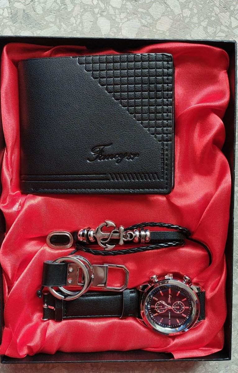Exquisite Men's Gift Set Wallet Bracelet Watch Five - piece Gift Set Birthday Surprise Gift - AmiraMart