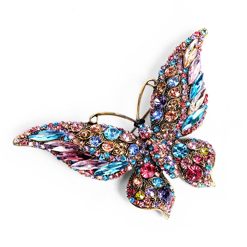 Crystal Big Butterfly Brooch Fashion Animal Insect Lady - AmiraMart