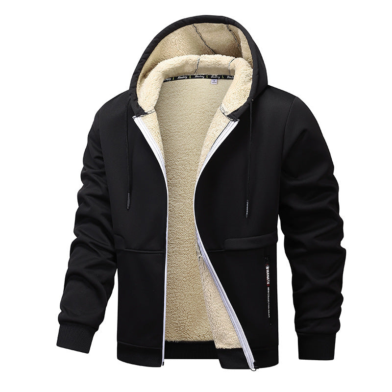 Thick Sherpa Lined Hooded Zipper Jacket - AmiraMart