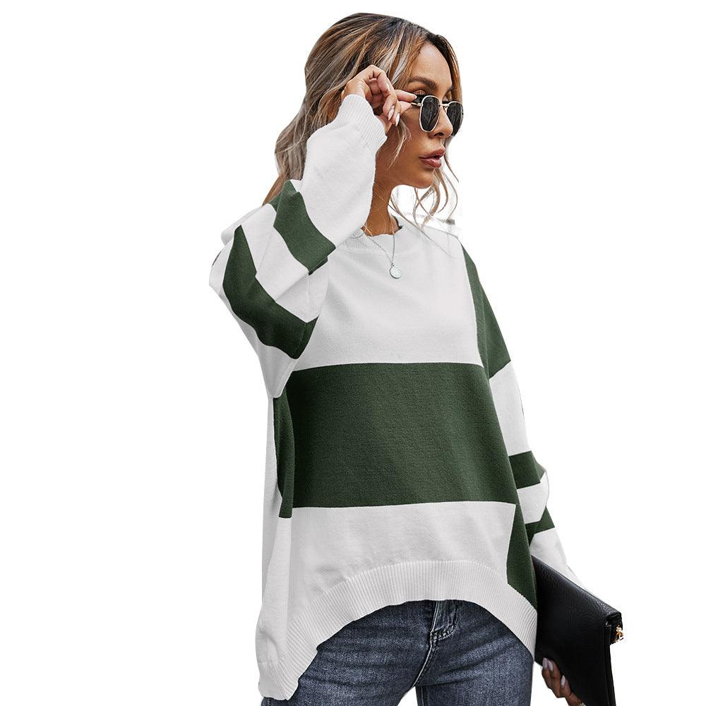 Fashion contrast stitching sweater - AmiraMart