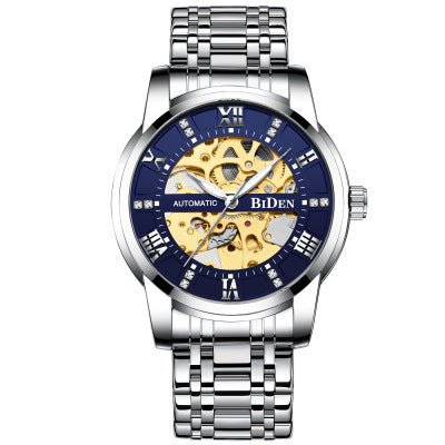Fashion Hollow Men's Mechanical Roman Scale With Diamonds - AmiraMart