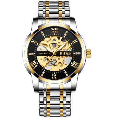 Fashion Hollow Men's Mechanical Roman Scale With Diamonds - AmiraMart
