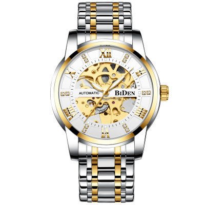 Fashion Hollow Men's Mechanical Roman Scale With Diamonds - AmiraMart