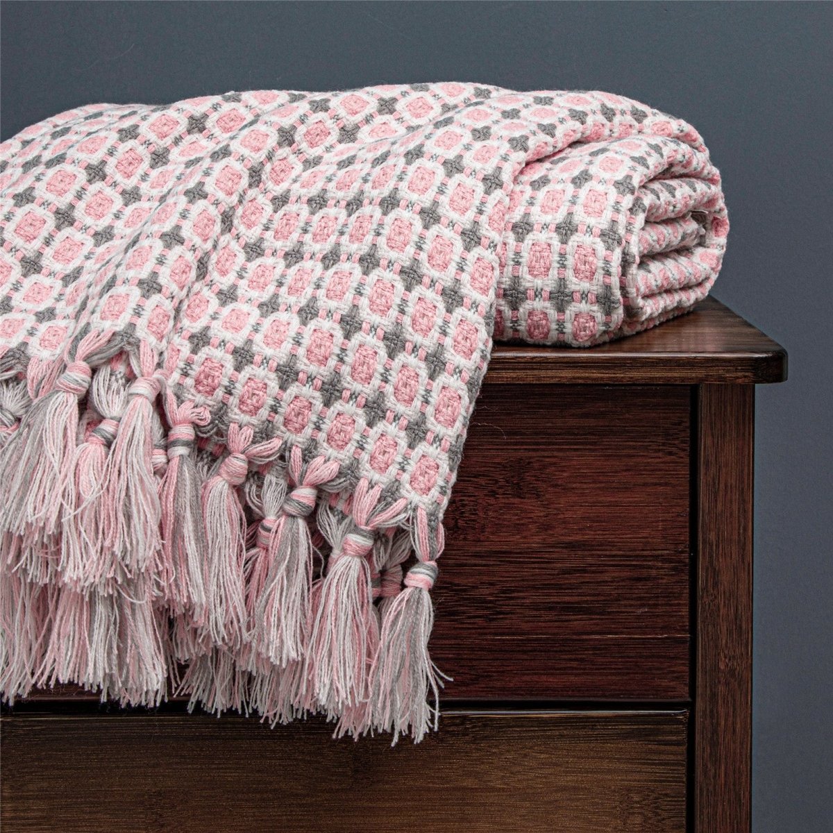 Fashion Knitted Solid Color Sofa Tassel Blanket - AmiraMart