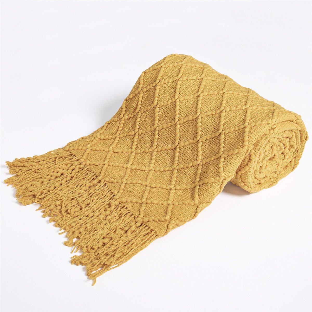 Fashion Knitted Solid Color Sofa Tassel Blanket - AmiraMart