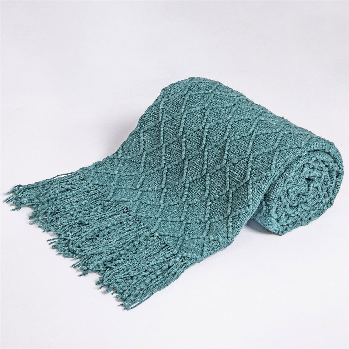 Fashion Knitted Solid Color Sofa Tassel Blanket - AmiraMart