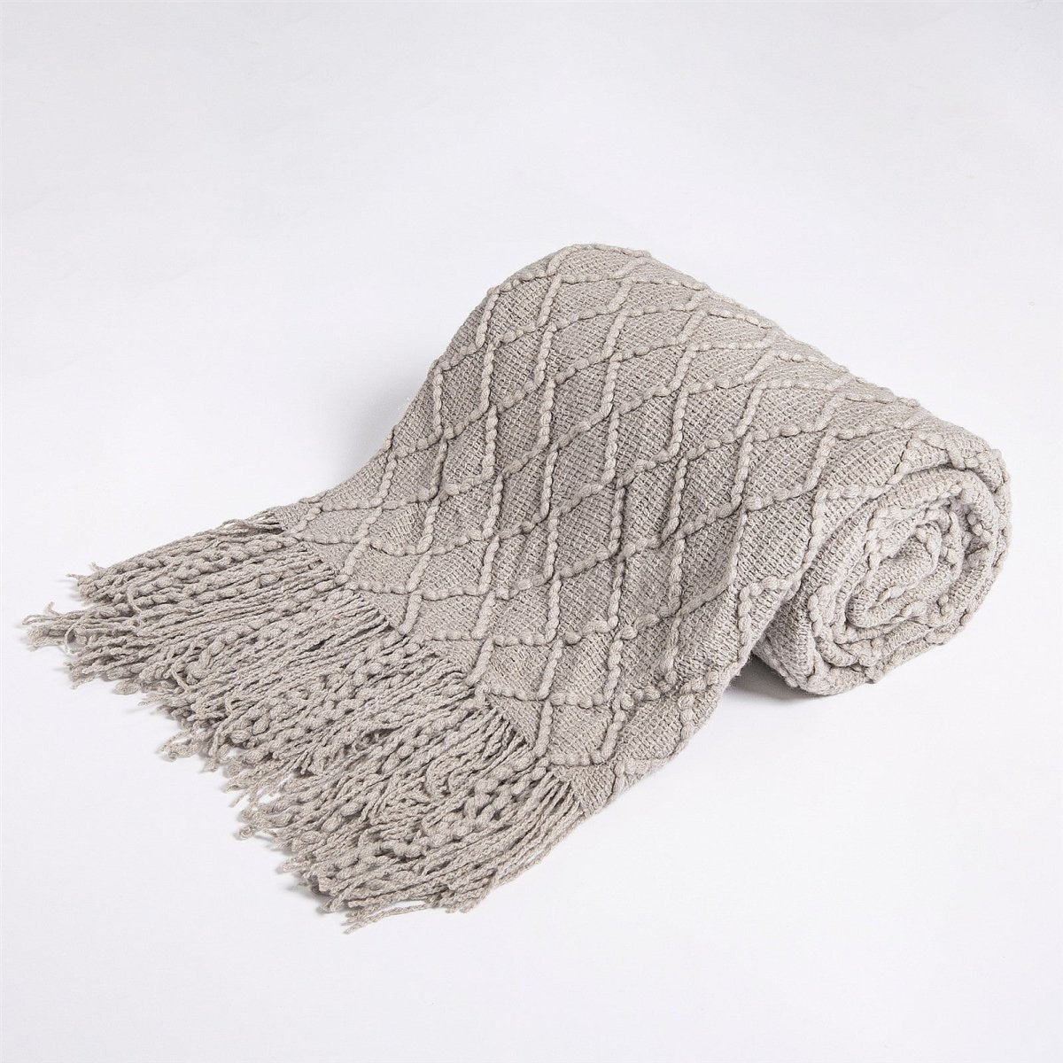 Fashion Knitted Solid Color Sofa Tassel Blanket - AmiraMart