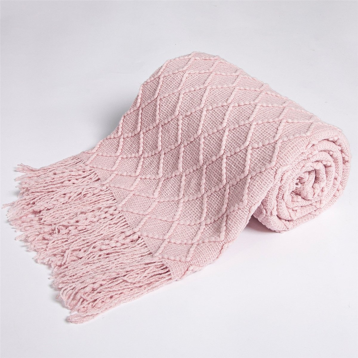 Fashion Knitted Solid Color Sofa Tassel Blanket - AmiraMart
