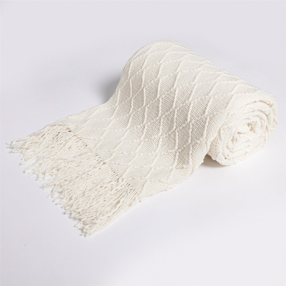 Fashion Knitted Solid Color Sofa Tassel Blanket - AmiraMart