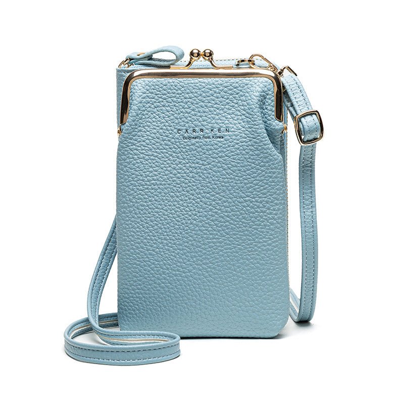 Fashion Lychee Pattern Solid Color Diagonal Shoulder Bag - AmiraMart