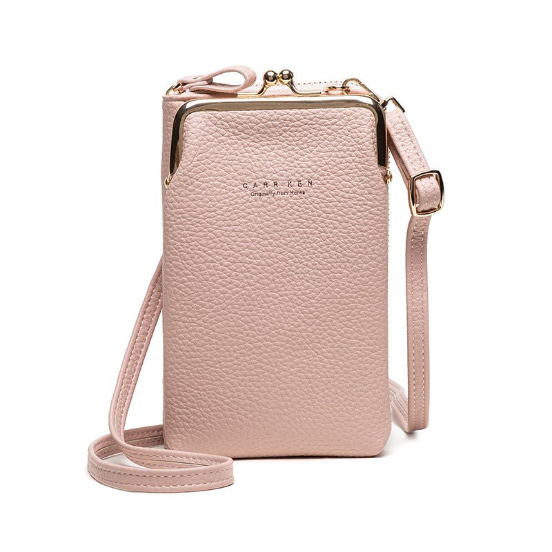 Fashion Lychee Pattern Solid Color Diagonal Shoulder Bag - AmiraMart