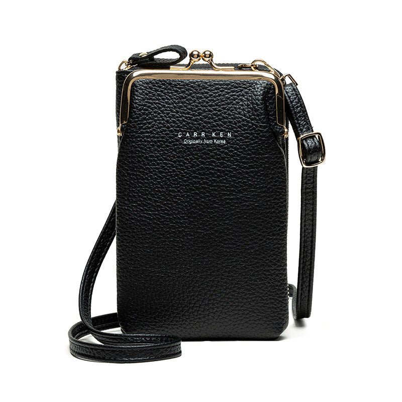 Fashion Lychee Pattern Solid Color Diagonal Shoulder Bag - AmiraMart