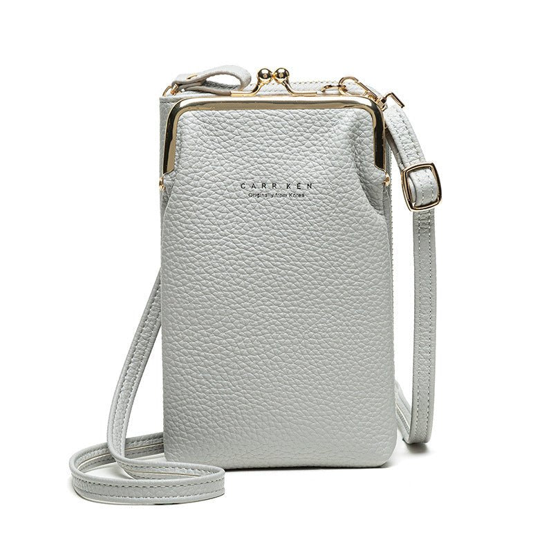 Fashion Lychee Pattern Solid Color Diagonal Shoulder Bag - AmiraMart