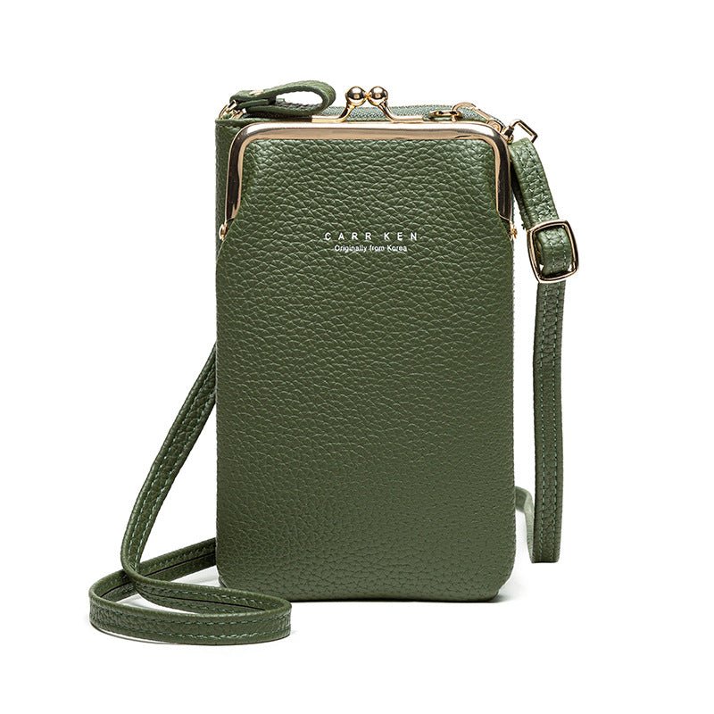 Fashion Lychee Pattern Solid Color Diagonal Shoulder Bag - AmiraMart