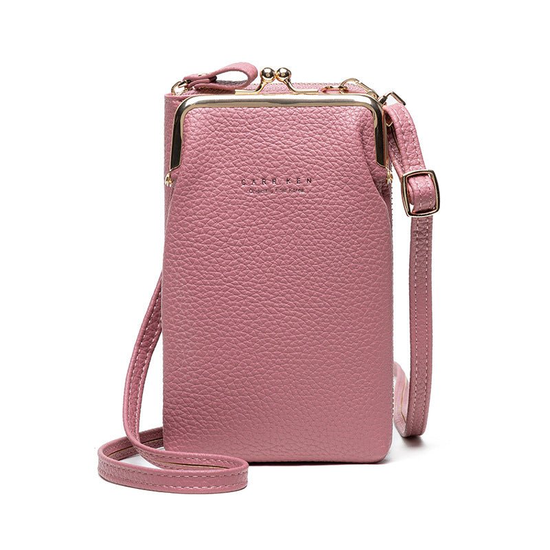 Fashion Lychee Pattern Solid Color Diagonal Shoulder Bag - AmiraMart