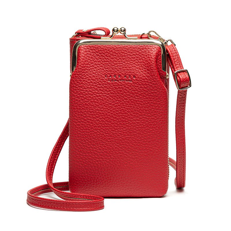 Fashion Lychee Pattern Solid Color Diagonal Shoulder Bag - AmiraMart