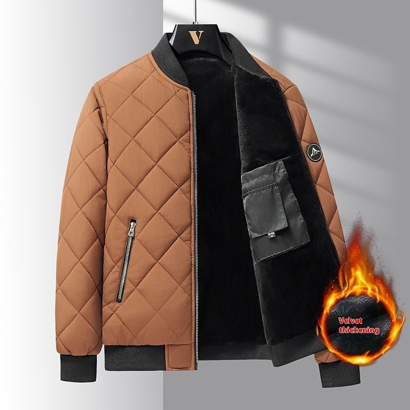 Fashion Rhombic Design Cotton Coat - AmiraMart