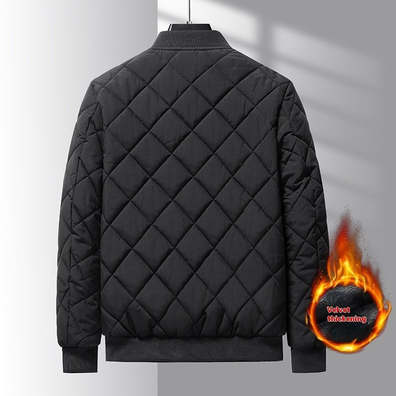 Fashion Rhombic Design Cotton Coat - AmiraMart