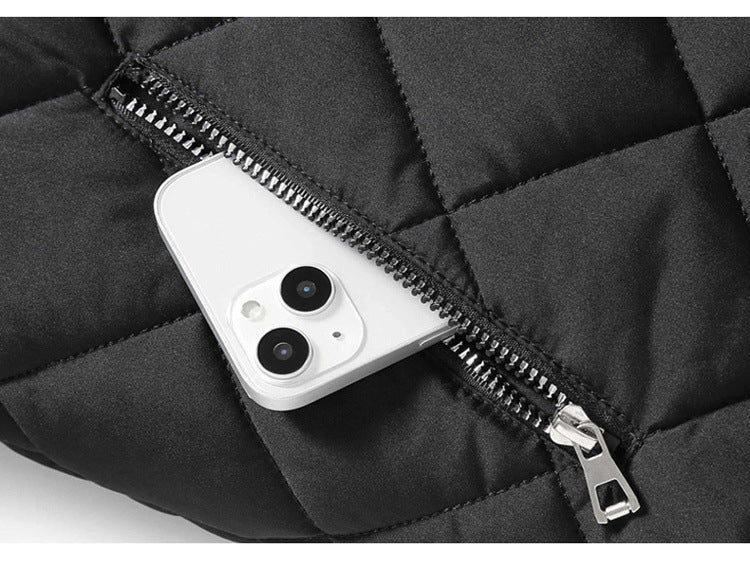 Fashion Rhombic Design Cotton Coat - AmiraMart