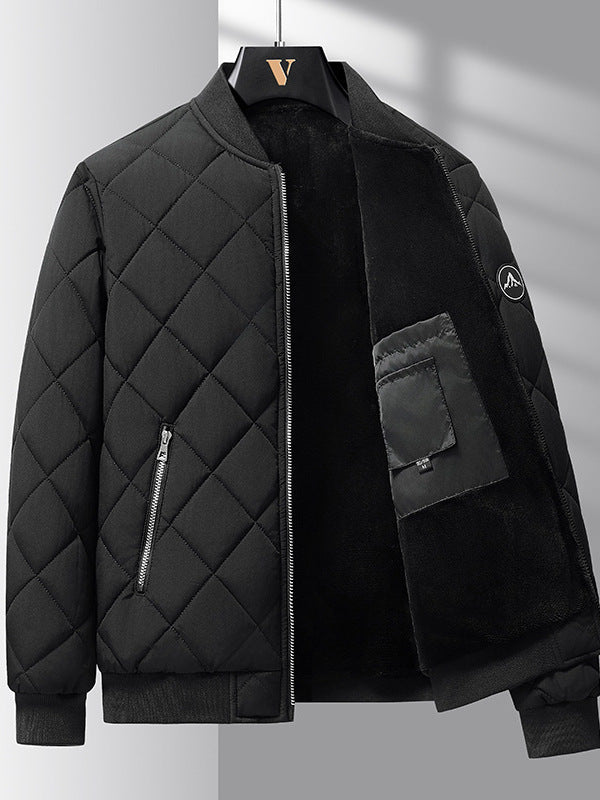 Fashion Rhombic Design Cotton Coat - AmiraMart