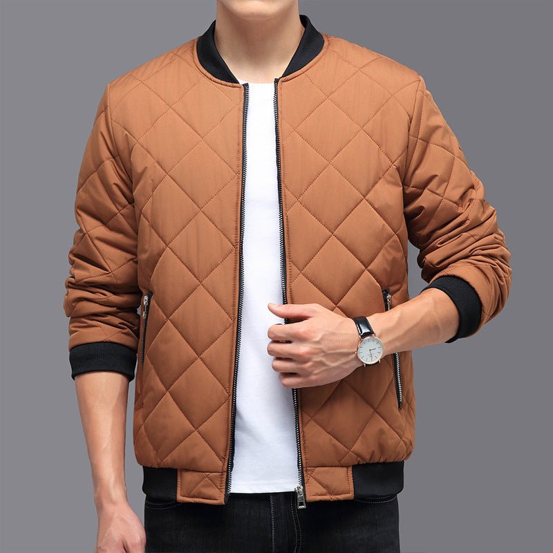 Fashion Rhombic Design Cotton Coat - AmiraMart