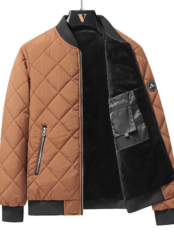 Fashion Rhombic Design Cotton Coat - AmiraMart