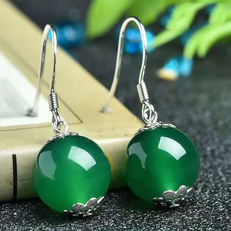 Fashion Sterling Silver Agate Earrings - AmiraMart