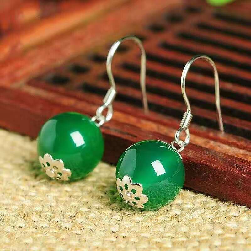 Fashion Sterling Silver Agate Earrings - AmiraMart