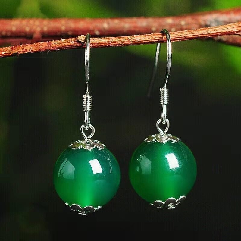 Fashion Sterling Silver Agate Earrings - AmiraMart