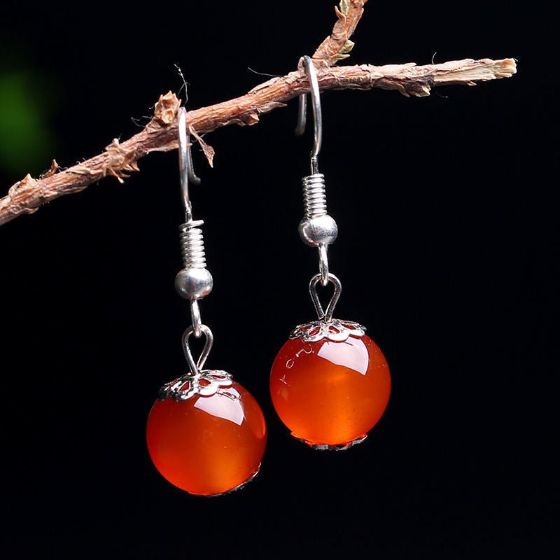 Fashion Sterling Silver Agate Earrings - AmiraMart