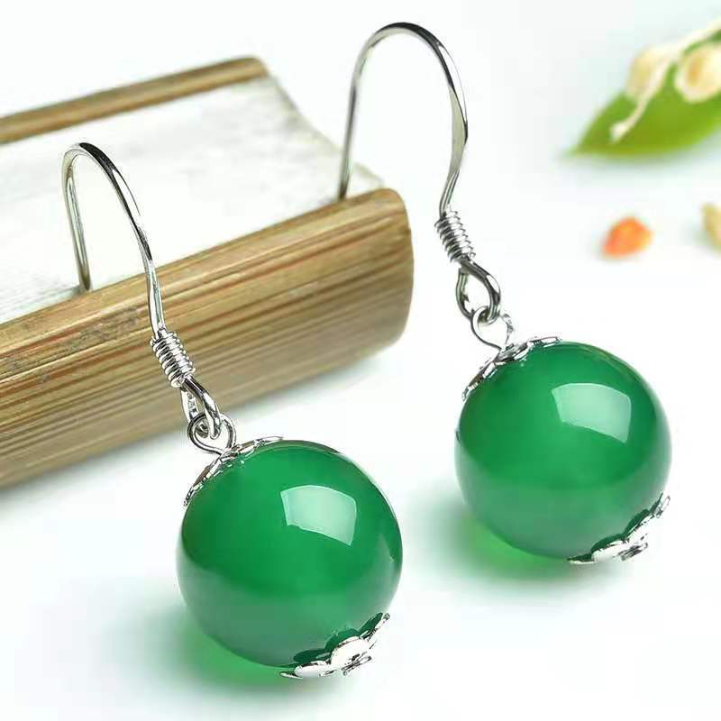 Fashion Sterling Silver Agate Earrings - AmiraMart