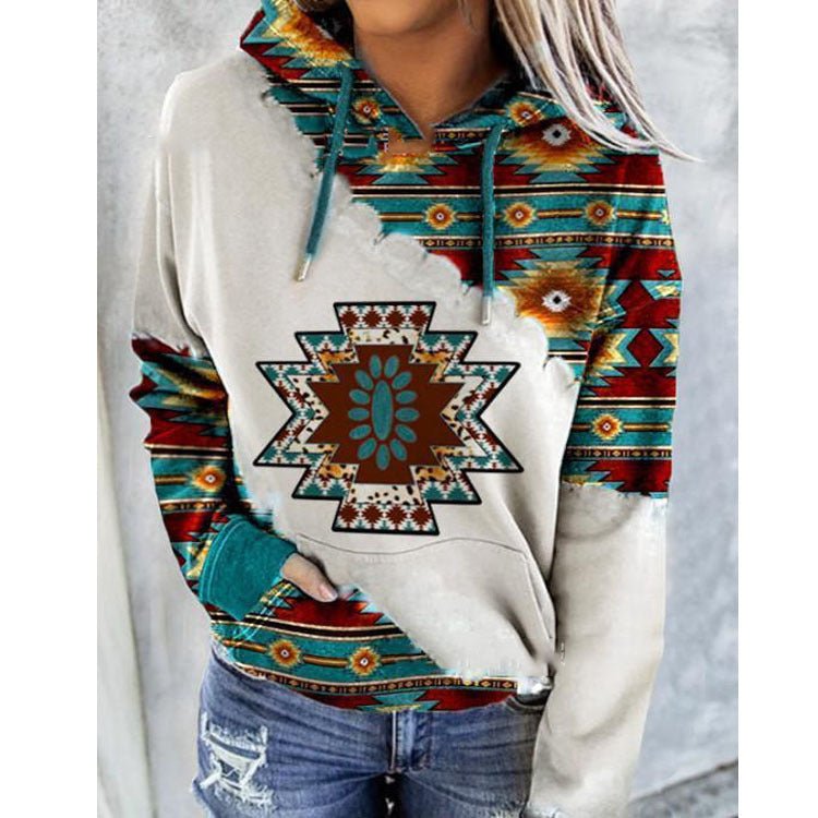 Fashion Women's Ethnic Style Printed Sweater - AmiraMart