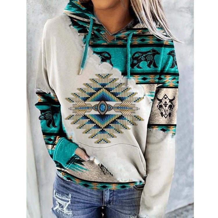 Fashion Women's Ethnic Style Printed Sweater - AmiraMart