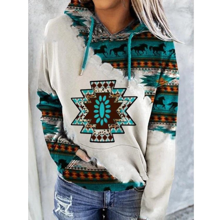 Fashion Women's Ethnic Style Printed Sweater - AmiraMart