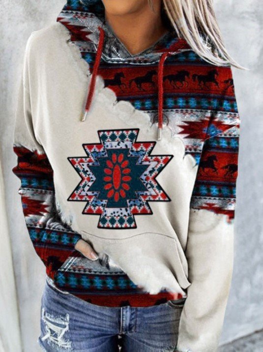 Fashion Women's Ethnic Style Printed Sweater - AmiraMart