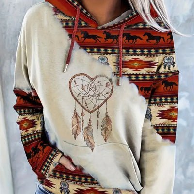Fashion Women's Ethnic Style Printed Sweater - AmiraMart