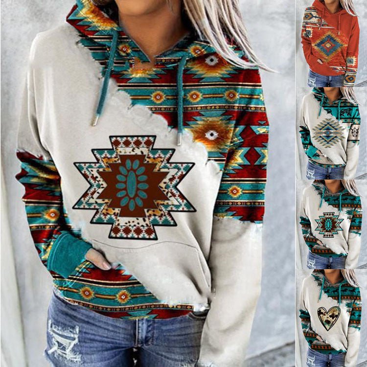 Fashion Women's Ethnic Style Printed Sweater - AmiraMart