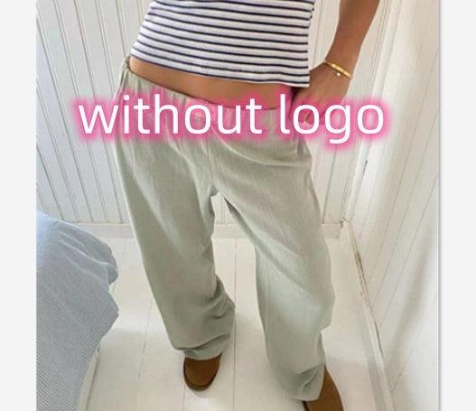 Fashion Y2K Striped Straight Trousers Summer Elastic High Waist Wide Leg Pants For Women - AmiraMart