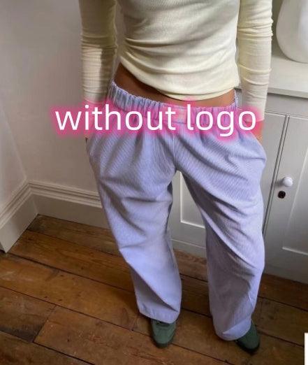 Fashion Y2K Striped Straight Trousers Summer Elastic High Waist Wide Leg Pants For Women - AmiraMart
