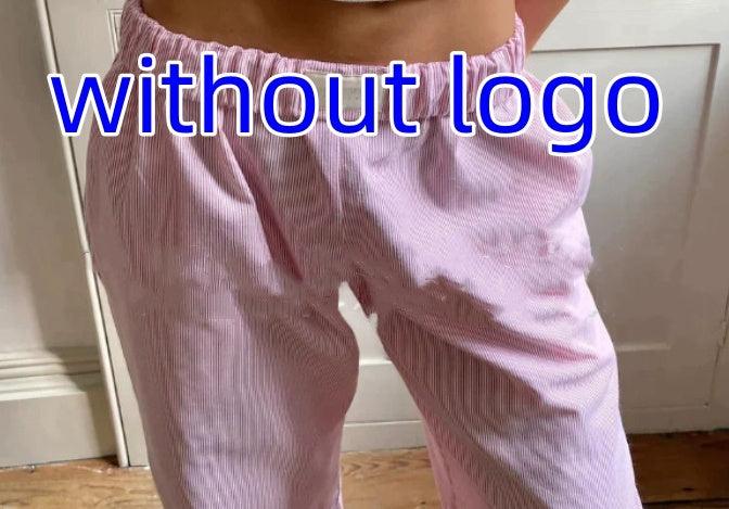 Fashion Y2K Striped Straight Trousers Summer Elastic High Waist Wide Leg Pants For Women - AmiraMart