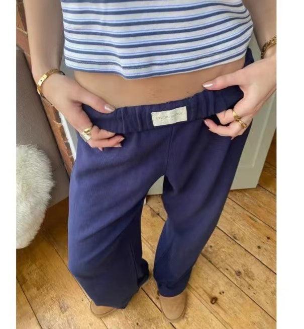 Fashion Y2K Striped Straight Trousers Summer Elastic High Waist Wide Leg Pants For Women - AmiraMart