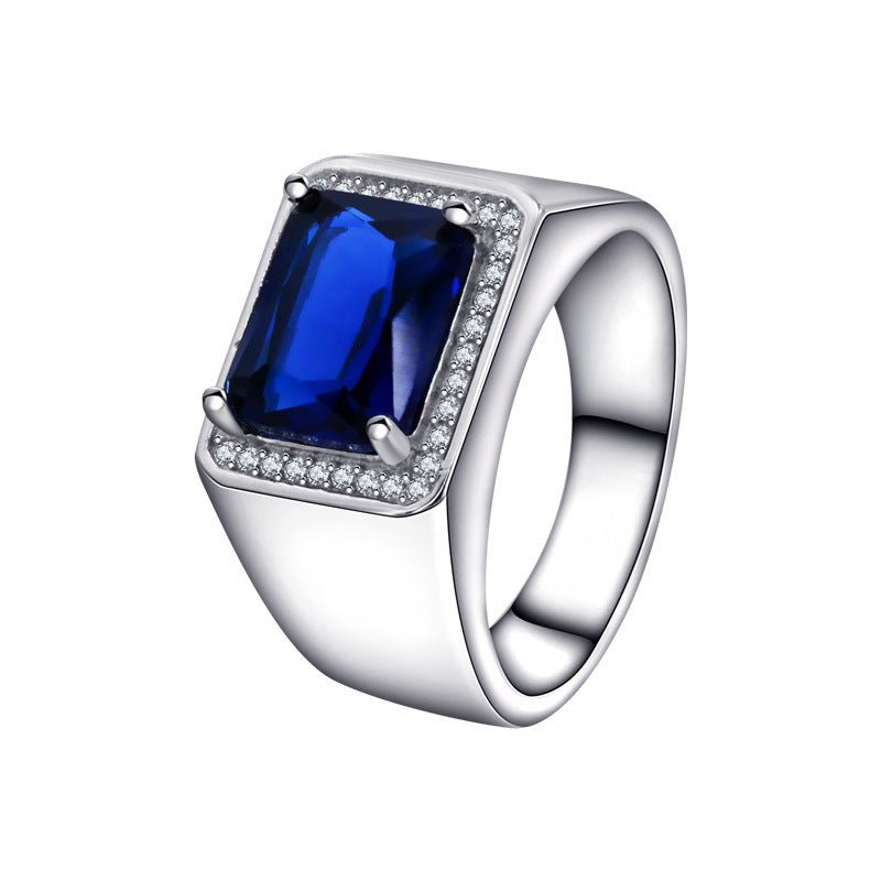 Fashionable All - match High - grade Blue Gemstone Women's Ring - AmiraMart