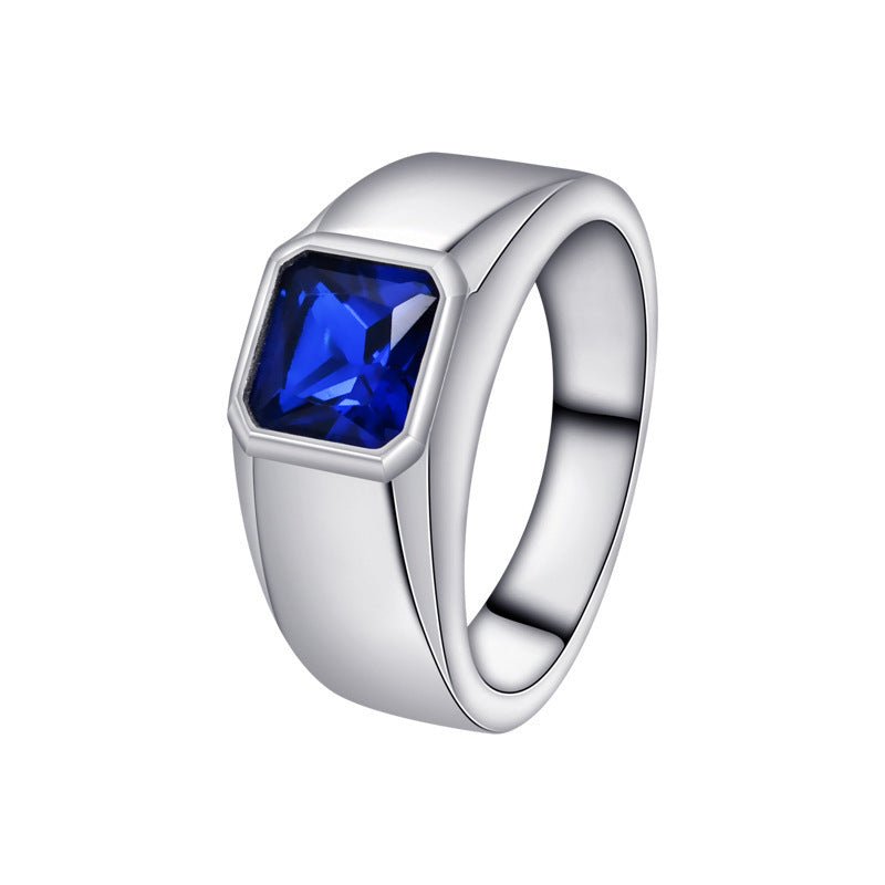 Fashionable All - match High - grade Blue Gemstone Women's Ring - AmiraMart