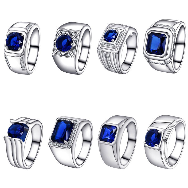 Fashionable All - match High - grade Blue Gemstone Women's Ring - AmiraMart