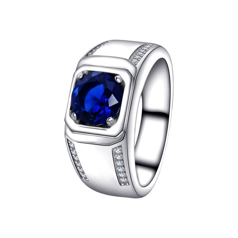 Fashionable All - match High - grade Blue Gemstone Women's Ring - AmiraMart