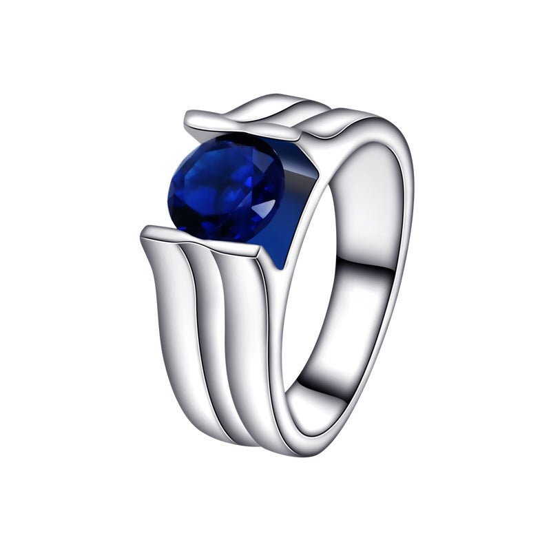 Fashionable All - match High - grade Blue Gemstone Women's Ring - AmiraMart