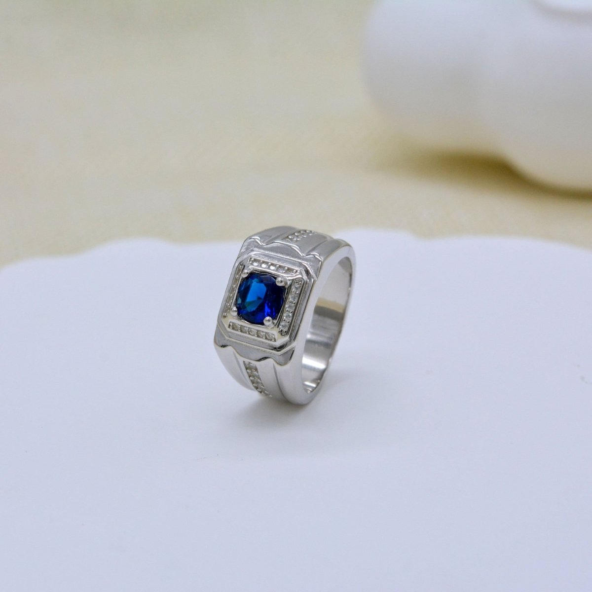 Fashionable All - match High - grade Blue Gemstone Women's Ring - AmiraMart
