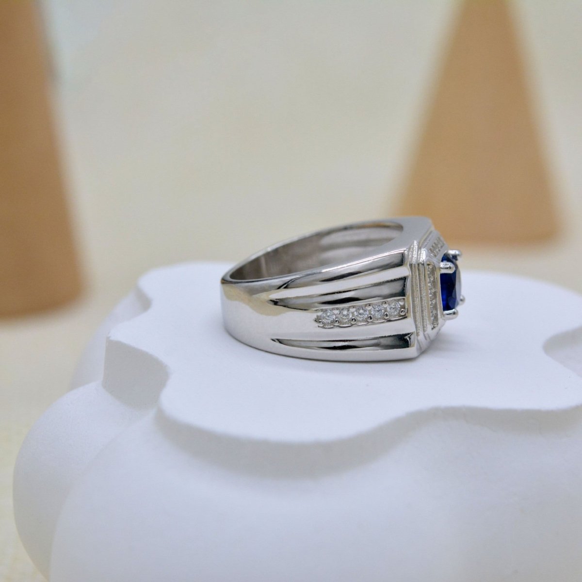 Fashionable All - match High - grade Blue Gemstone Women's Ring - AmiraMart