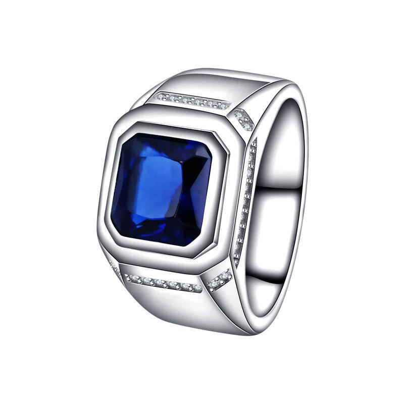 Fashionable All - match High - grade Blue Gemstone Women's Ring - AmiraMart